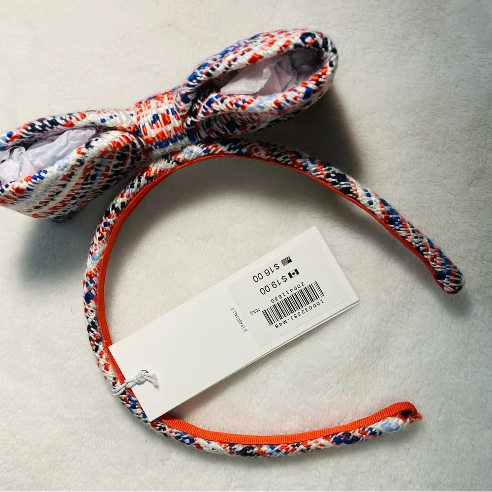 Janie And Jack Girls Colorful Textured Large Bow Headband OS